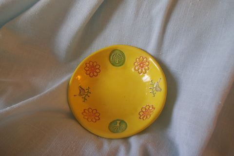 Small Yellow Nature Theme Embossed Bowl