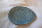 Leaf Pattern Embossed Teal Spoon Rest