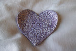 Blue and Purple Lace Embossed Heart Trinket Dish