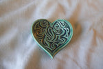 Teal Swirl Pattern Embossed Heart Trinket Dish