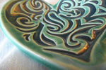 Teal Swirl Pattern Embossed Heart Trinket Dish
