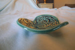 Teal Swirl Pattern Embossed Heart Trinket Dish