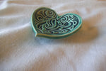 Teal Swirl Pattern Embossed Heart Trinket Dish